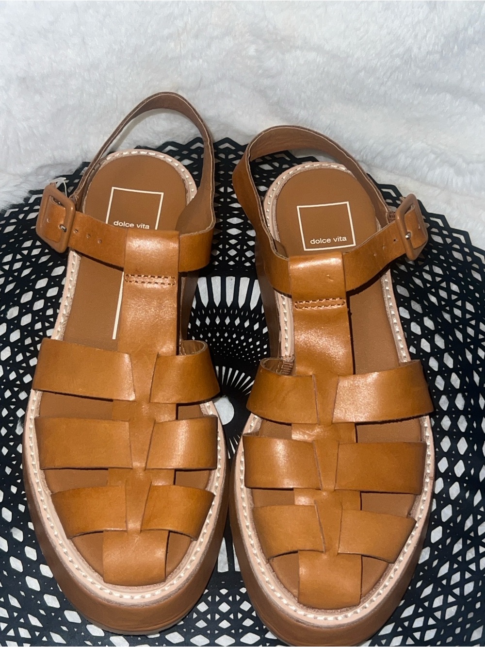 Dolce Vita Tristy Fisherman Sandals in cognac leather
